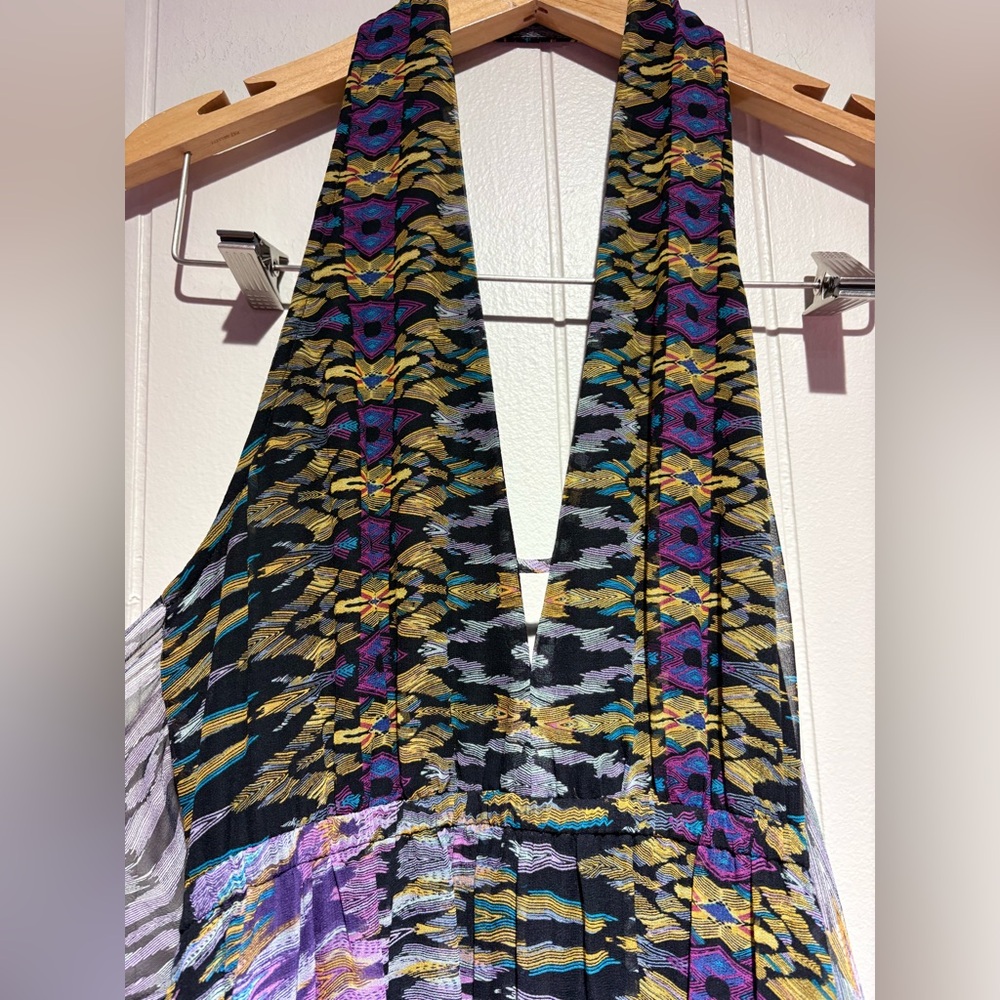 Twelfth Steet Cynthia Vincent ikat black silk print dress small 00’s